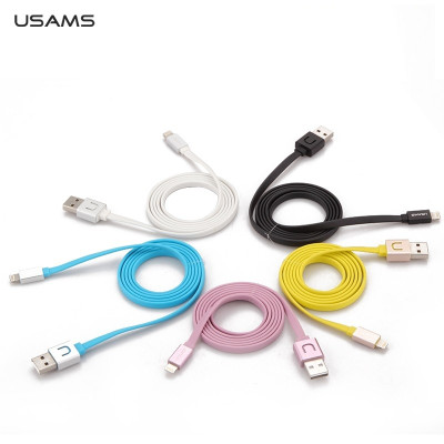 Добави още лукс USB кабели  USB кабел тип лента USAMS за Iphone 5/5s/5c/6/6plus/iPod touch 5/iPod nano 7 черен